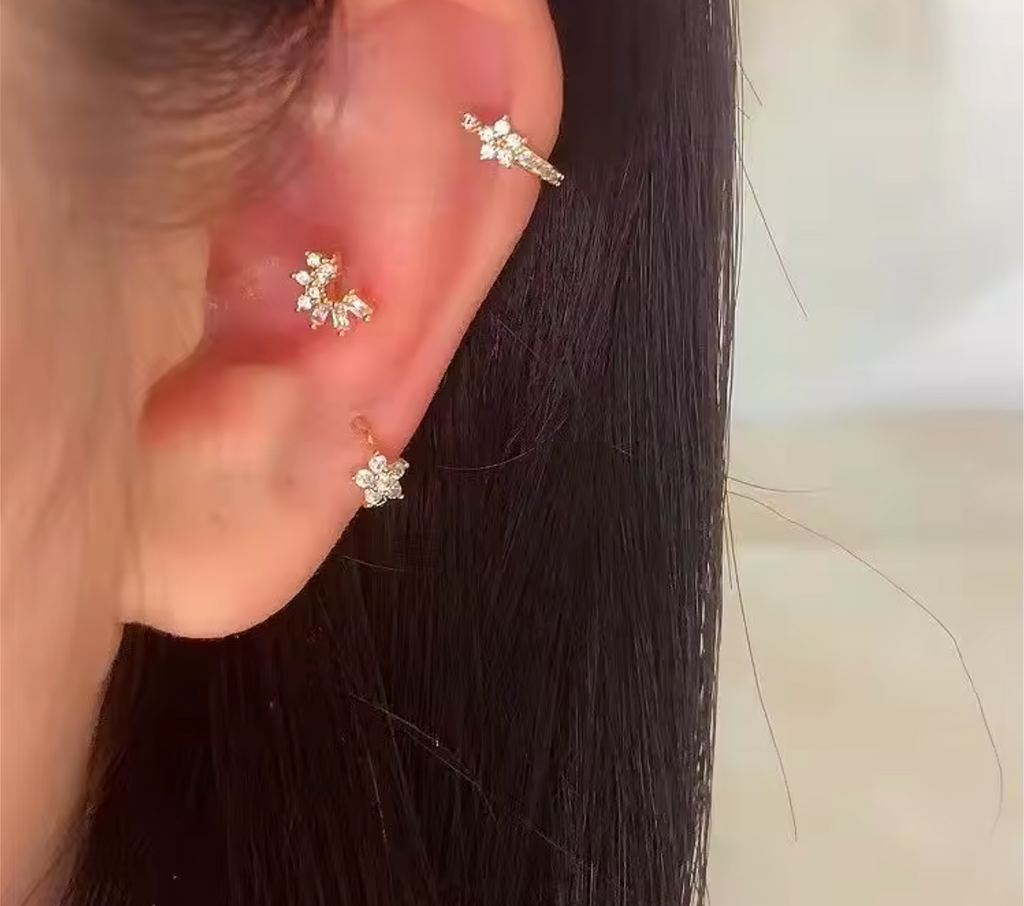 Stainless Steel Zircon Star Hoop Earrings for Women