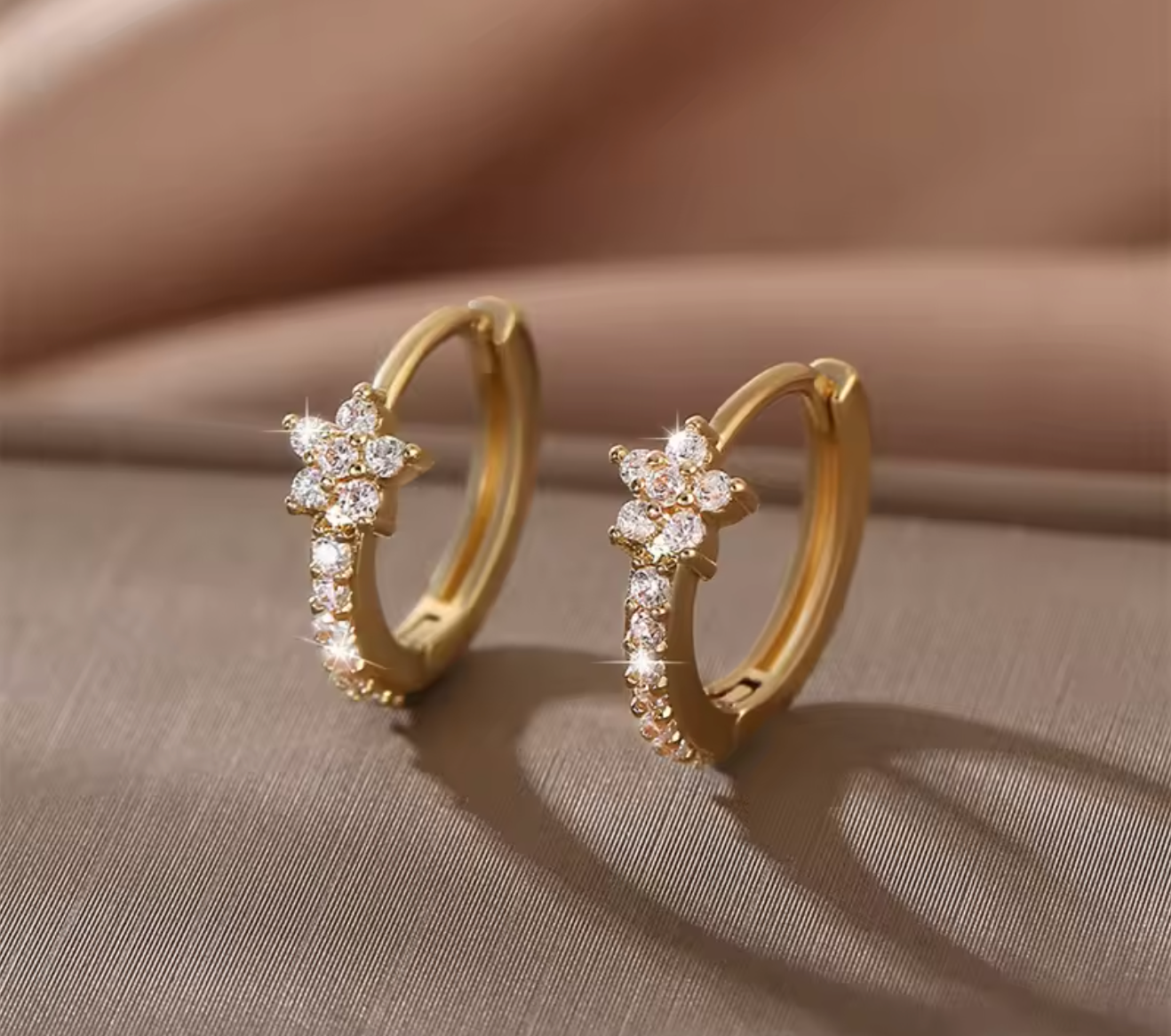 Stainless Steel Zircon Star Hoop Earrings for Women