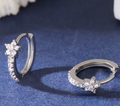 Stainless Steel Zircon Star Hoop Earrings for Women
