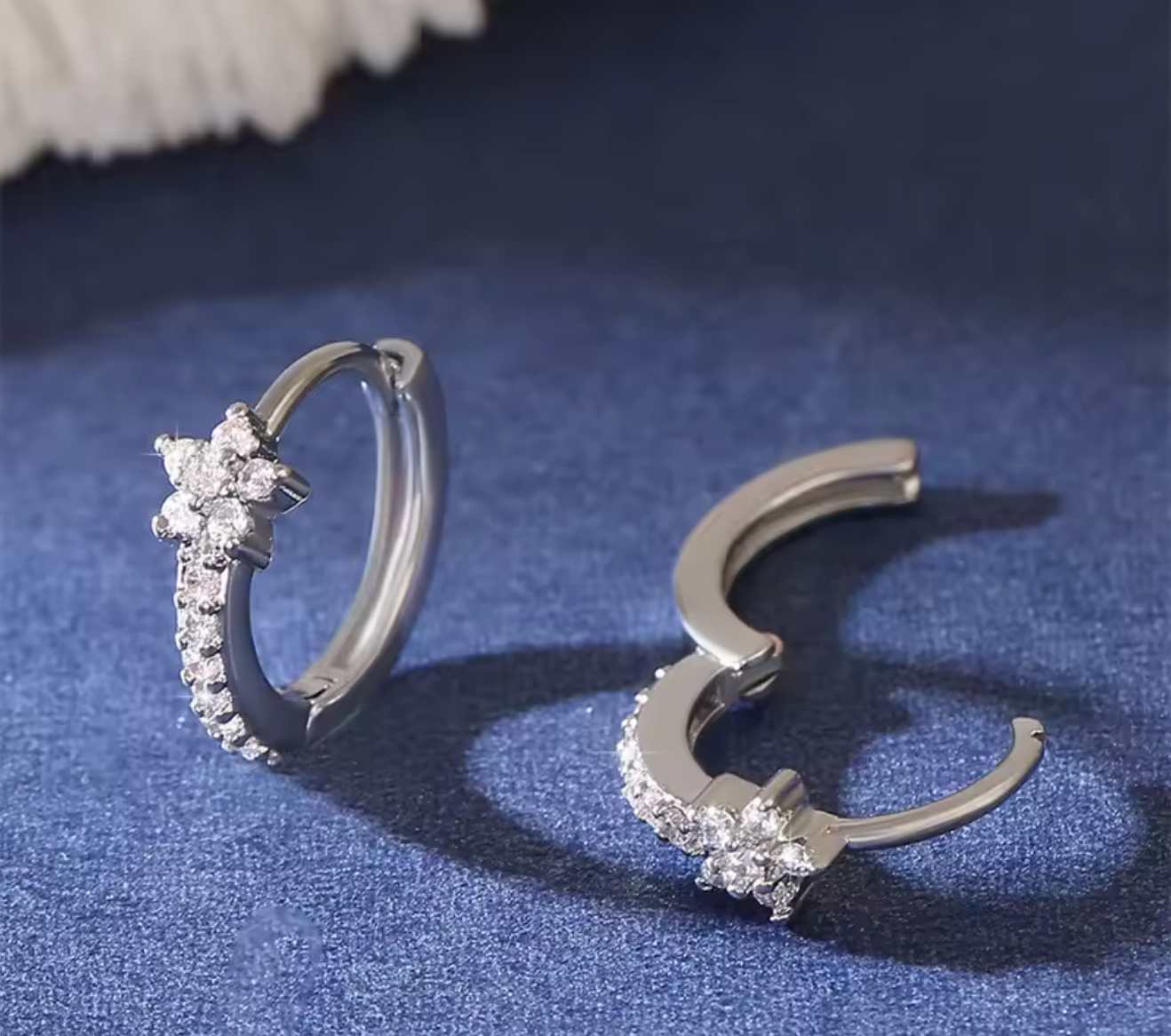 Stainless Steel Zircon Star Hoop Earrings for Women