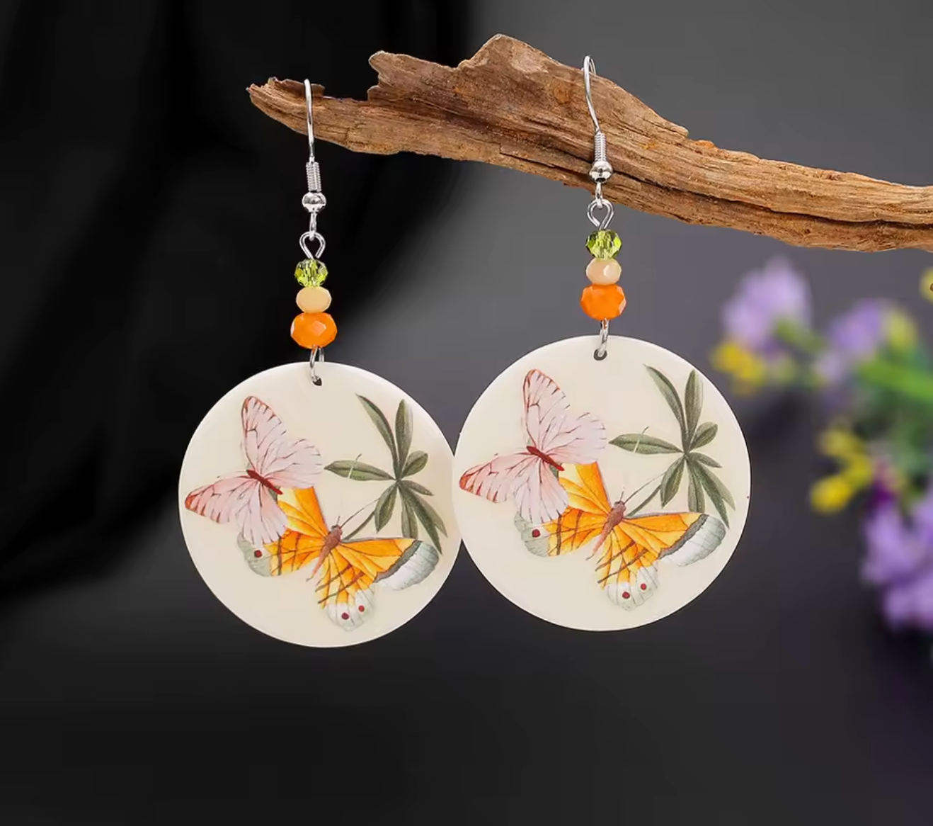 New Fashion 3D Printed Acrylic Butterfly Earrings for Women