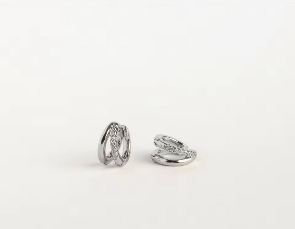 14K Gold Plated Diamond Huggie Hoop Earrings for Women