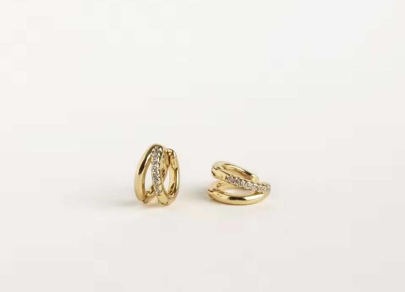 14K Gold Plated Diamond Huggie Hoop Earrings for Women