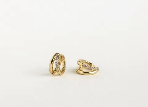14K Gold Plated Diamond Huggie Hoop Earrings for Women