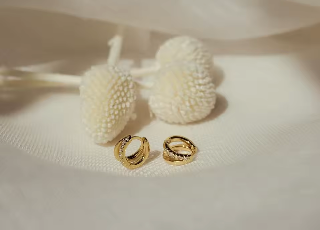 14K Gold Plated Diamond Huggie Hoop Earrings for Women