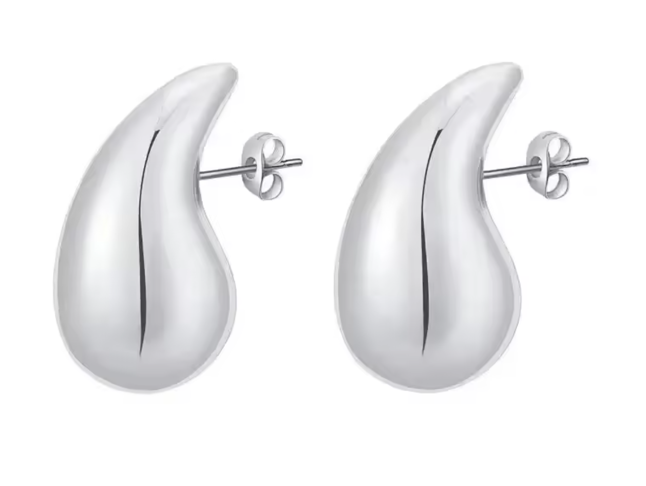 18K Gold Plated Chunky Dome Water Drop Earrings for Women
