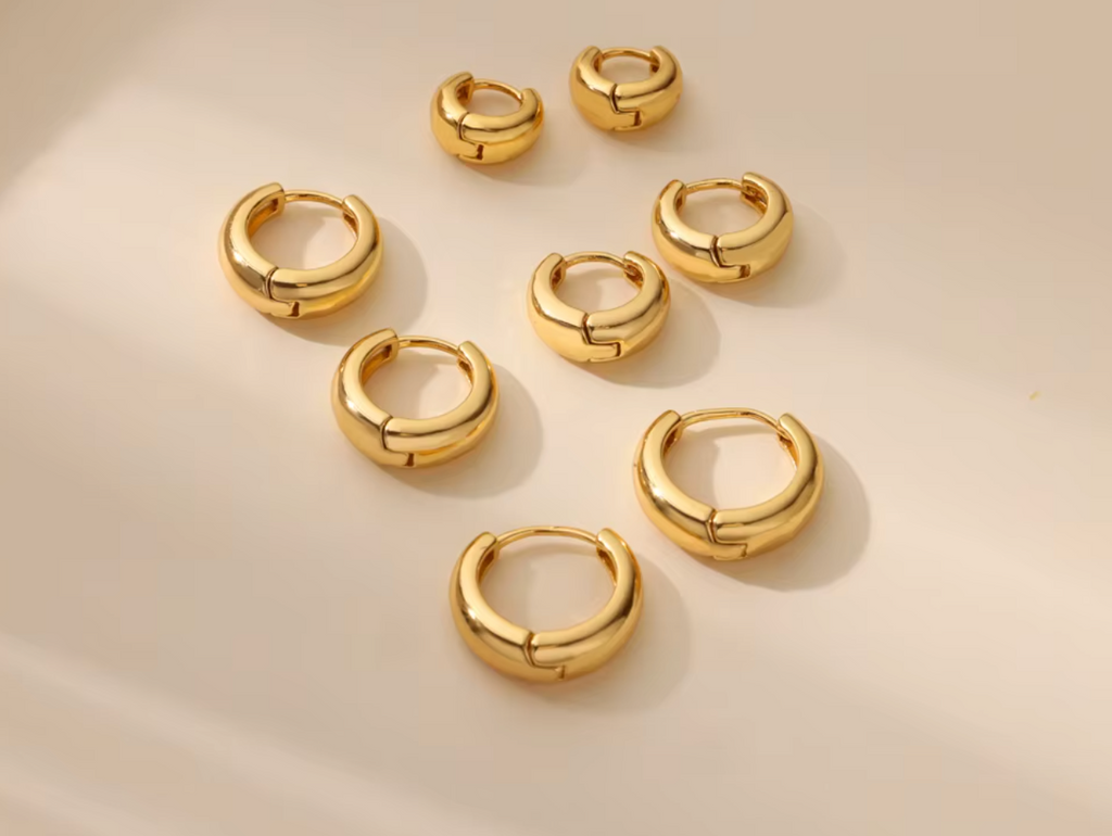 Classic Gold Color Chunky Hoop Earrings for Women & Girls