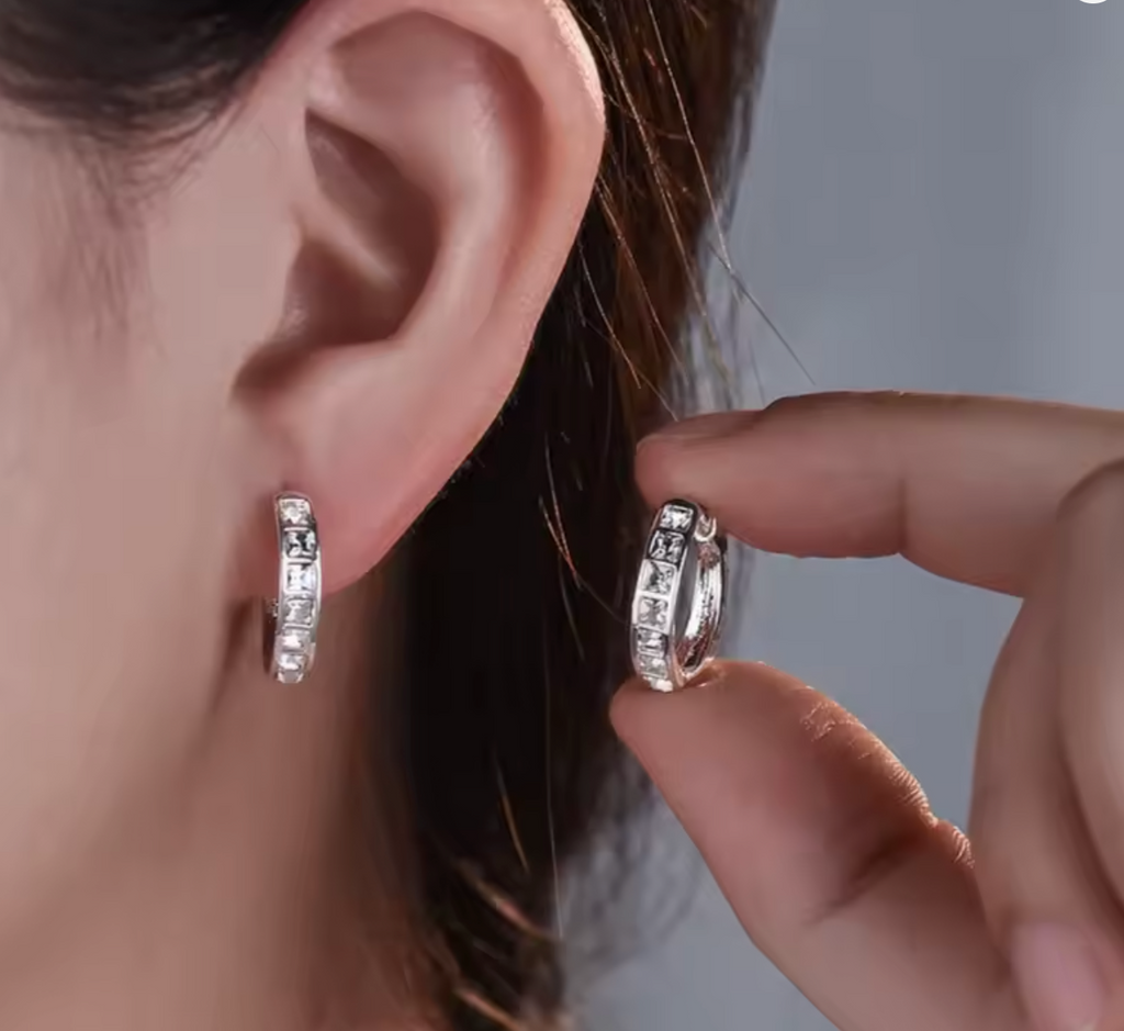 925 Sterling Silver Zircon Circle Earrings for Women