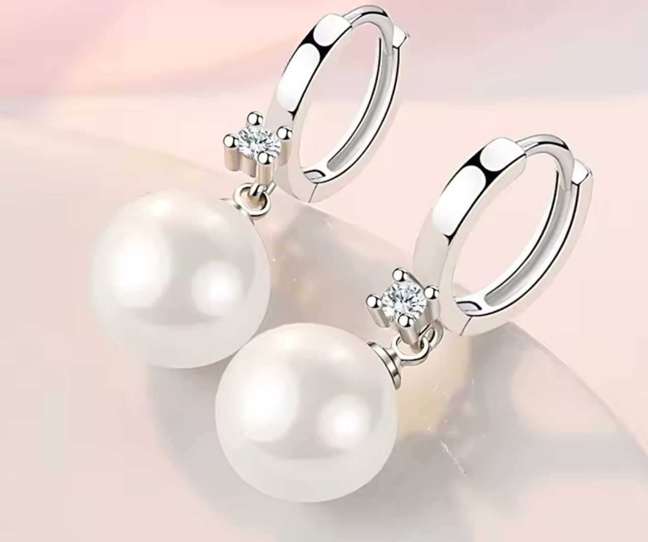 925 Sterling Silver 10MM Natural Pearl Earrings for Women