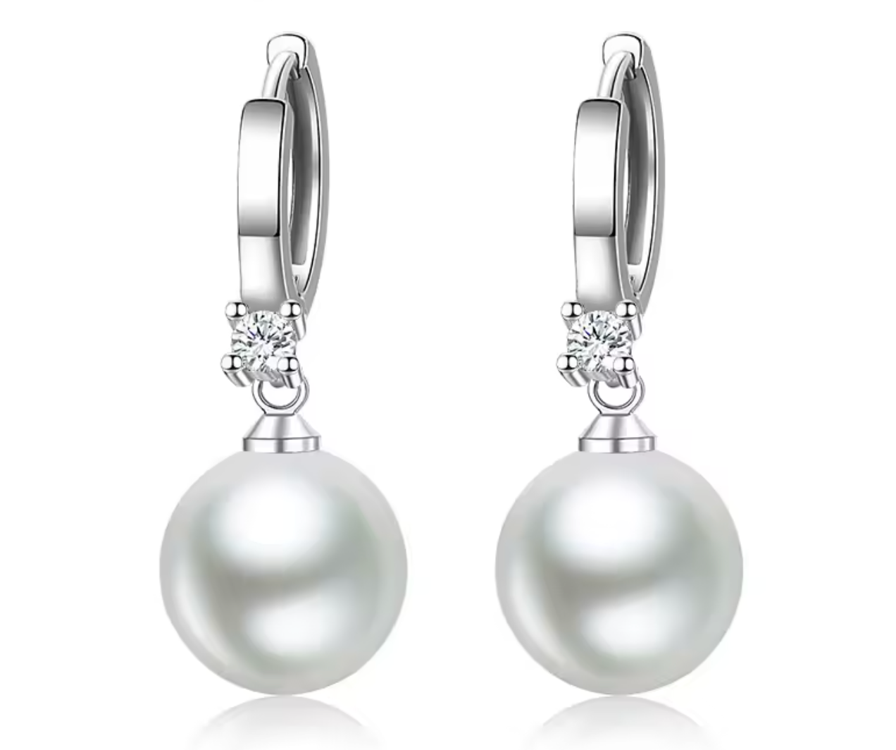 925 Sterling Silver 10MM Natural Pearl Earrings for Women