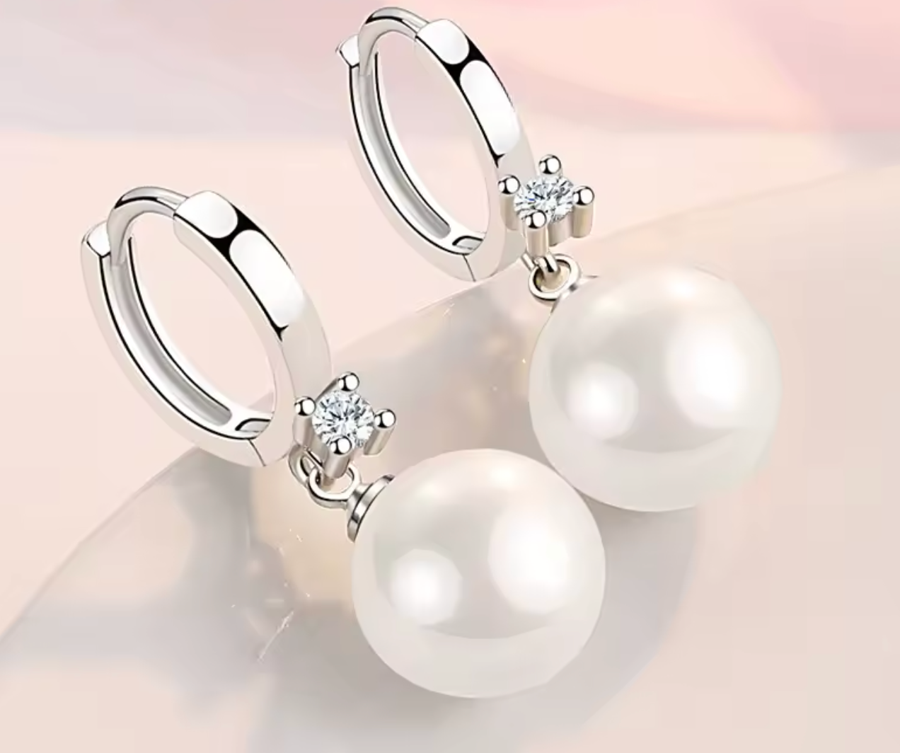 925 Sterling Silver 10MM Natural Pearl Earrings for Women