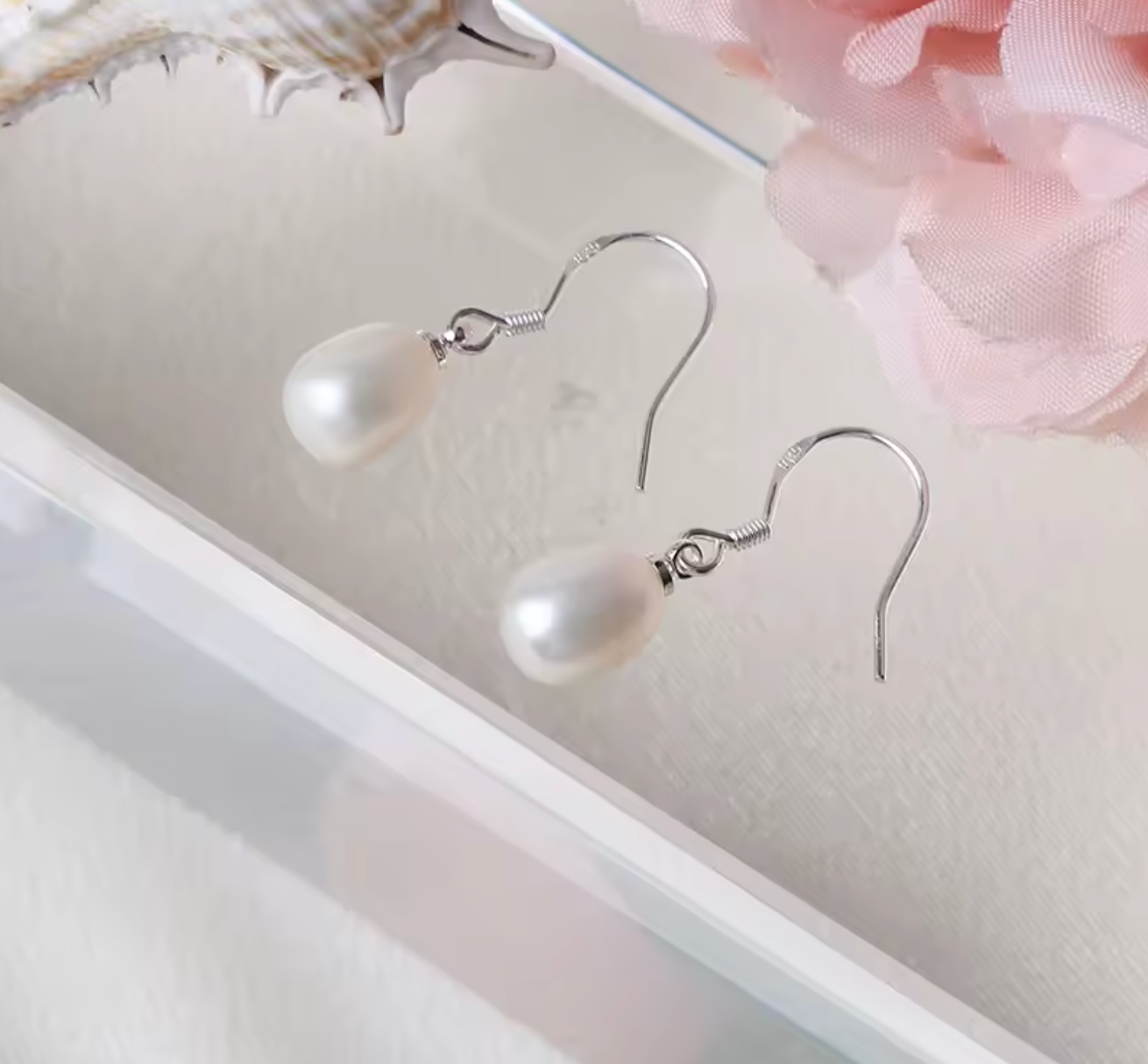 7-8mm Rice-Shaped Freshwater Pearl Earrings for Women