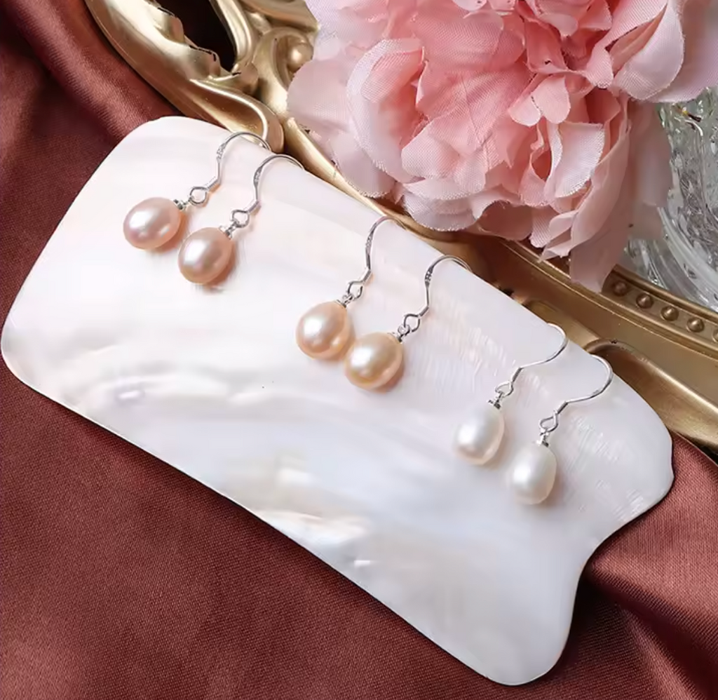 7-8mm Rice-Shaped Freshwater Pearl Earrings for Women