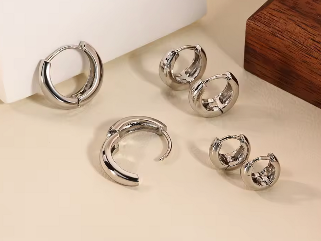 Classic Gold Color Chunky Hoop Earrings for Women & Girls