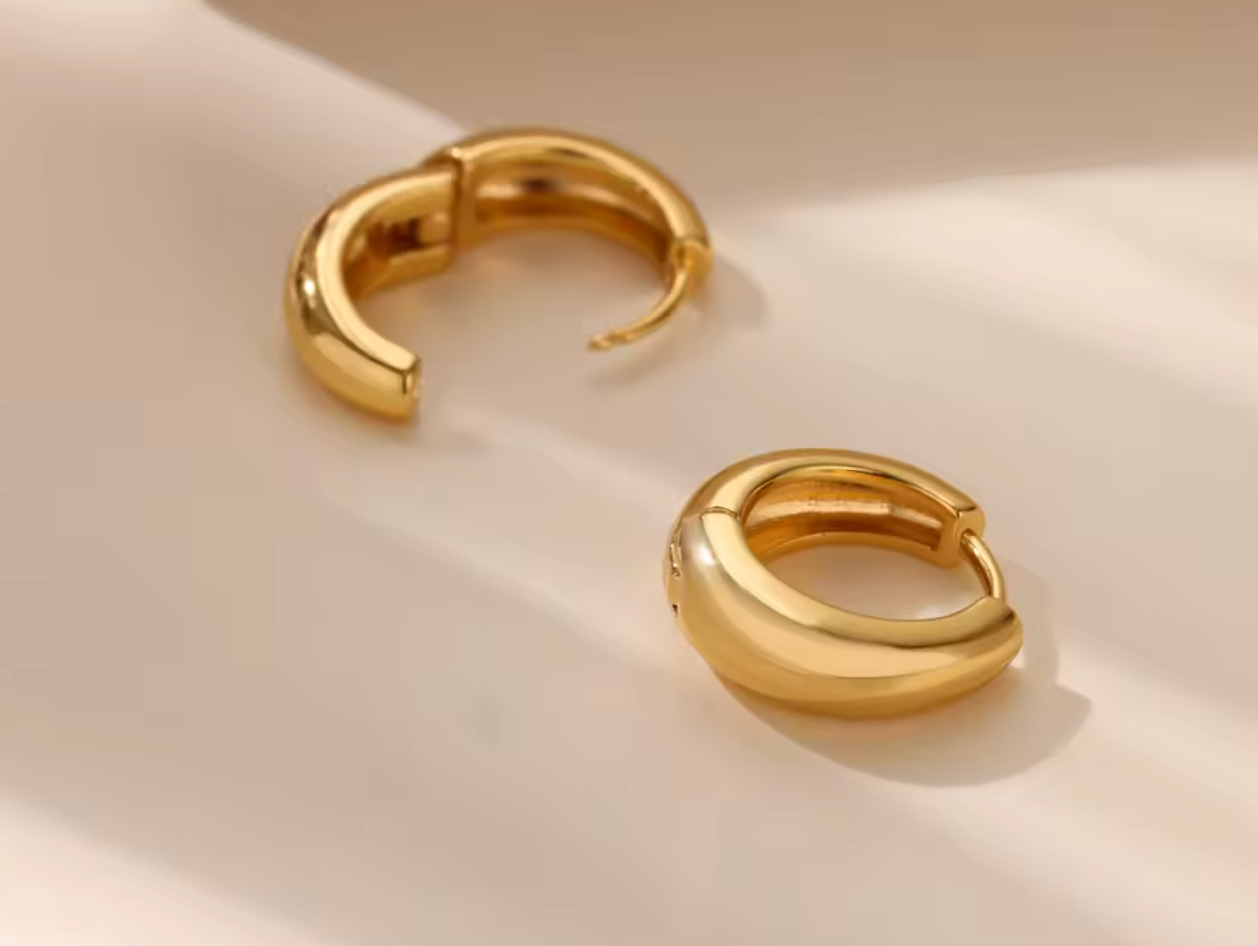 Classic Gold Color Chunky Hoop Earrings for Women & Girls